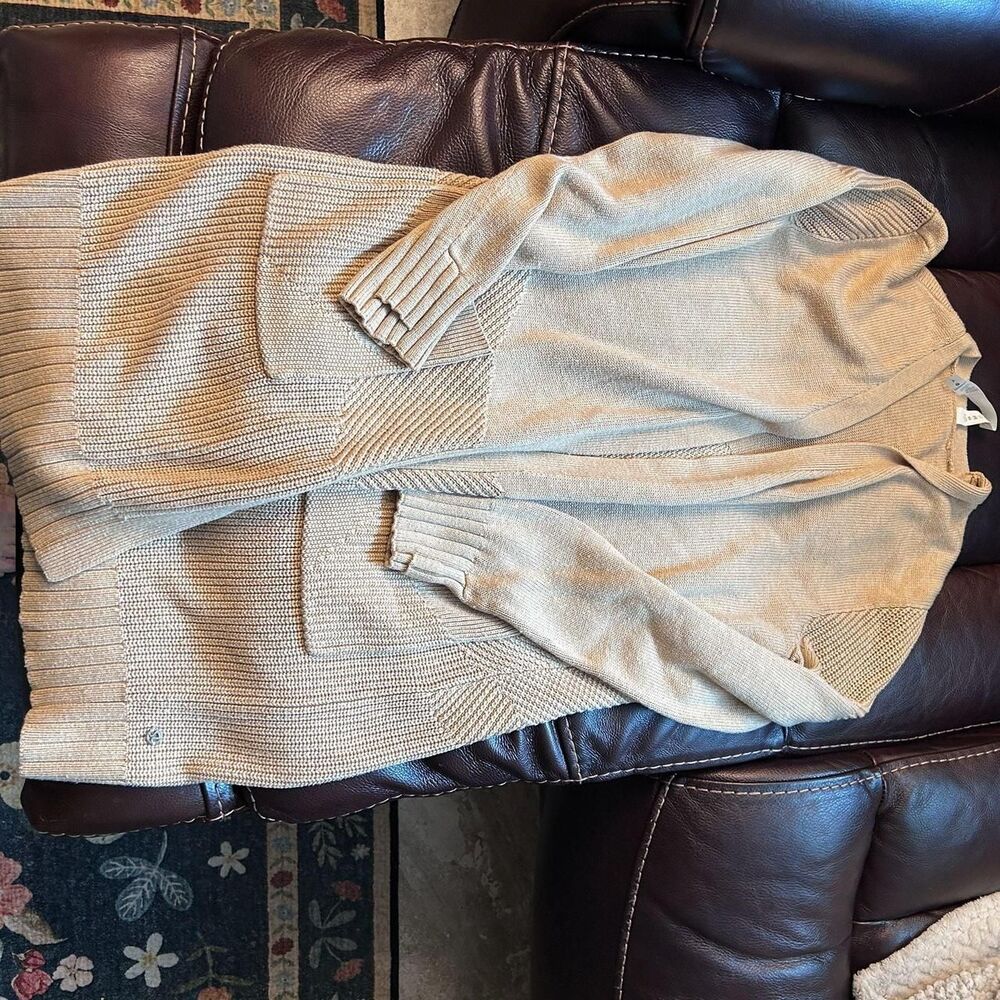 Lululemon Cardigan Size S Tan Cashmere Blend Ribbed Open Front